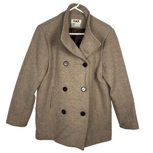 FLAX Double Breasted Pea Coat‎ Womens Small Wool Blend Classic Neutral Capsule